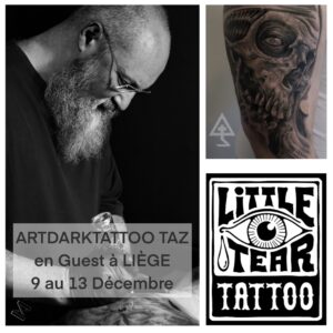 Tatoueur Suisse invité Belgique Décembre Liège Dark Morbide Biomechanique Hr Giger 
