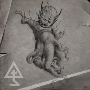 flash tattoo tatouage sombre bébé alien démon difforme tentacule satan