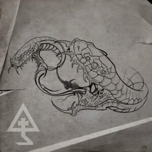 flash tattoo tatouage sombre dark organic bioorganic Giger biomechanic serpent surrealism snake