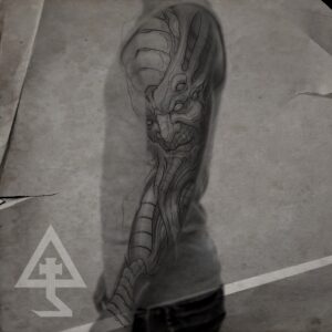 flash tattoo tatouage sombre dark démon Paul-Booth Giger biomechanic