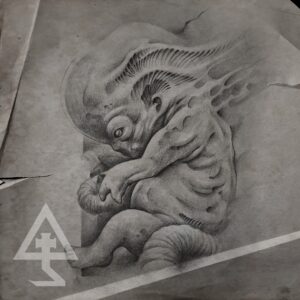 flash tattoo tatouage sombre bébé alien démon difforme